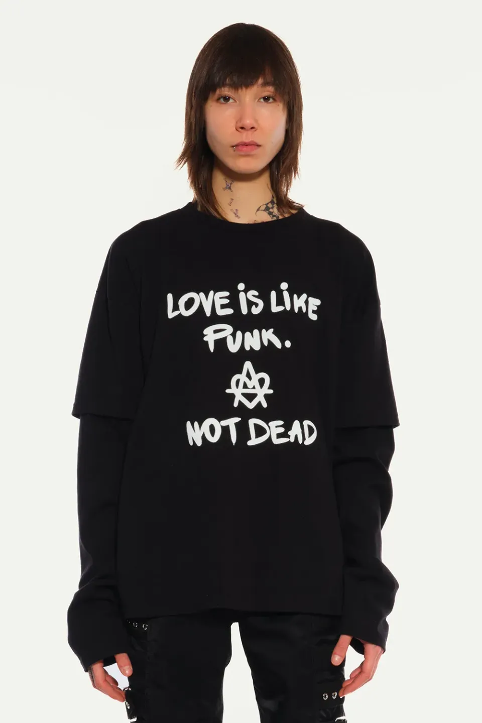 JEANNE FRIOT Punk Double tee noir double manche